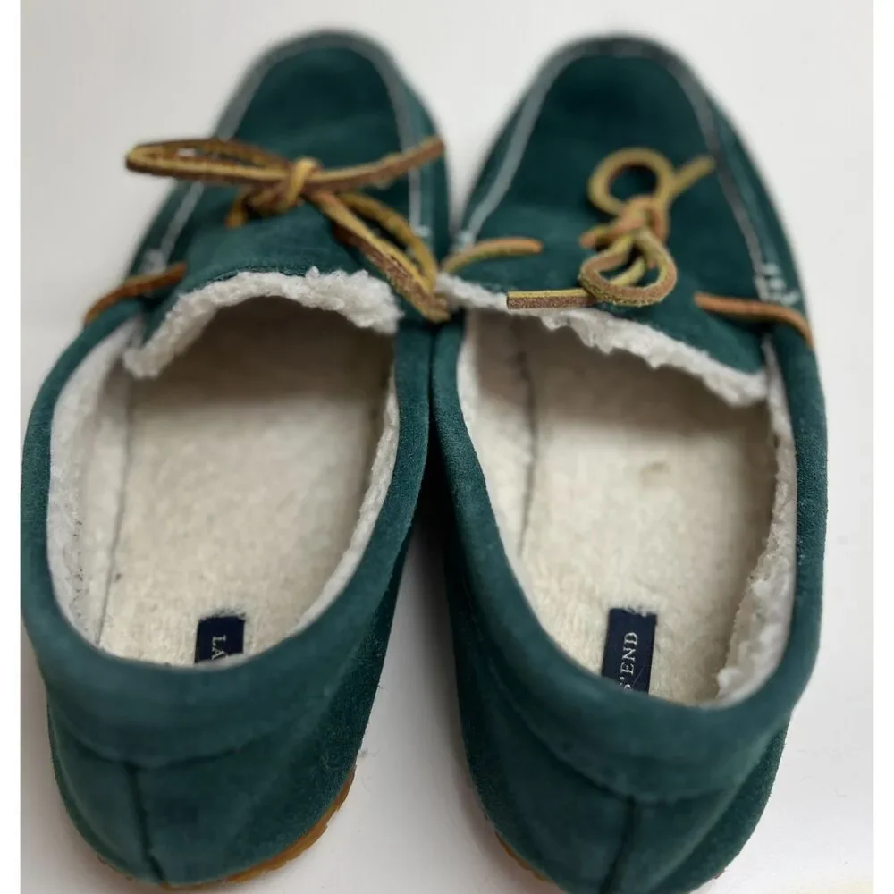 Lands' End green suede moccasins. Size 9 men's.